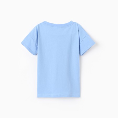 Baby T -shirt with a lowered shoulder, blue color, height 134 cm-3