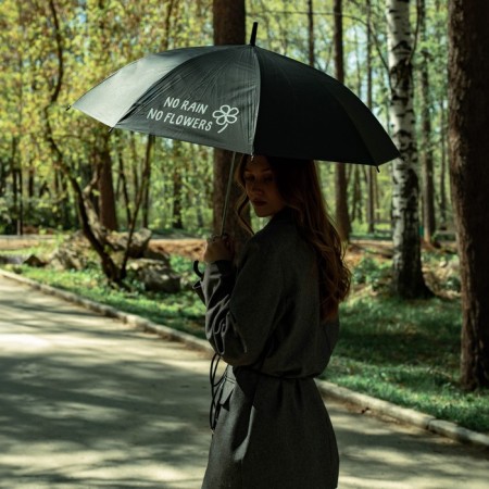 Umbrella female cane "No rain - no flowers", 8 spokes, d = 90 cm, black color is black-8