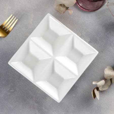 Porcelain 4 cells 4 cells, 15 × 15 cm, white color-1