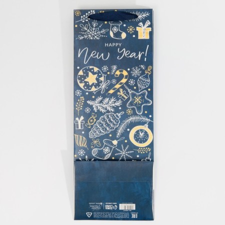 Package for the bottle "Happy New Year", 13 x 36 x 10 cm, New Year-5