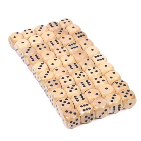 Кости игральные, 2 × 2 см, набор 50 шт, дерево, бежевые-1