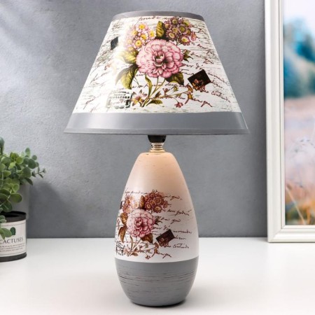 Lamp table ceramics "Bouquet with peonies" E14 220V 37x25x25 cm Risalux