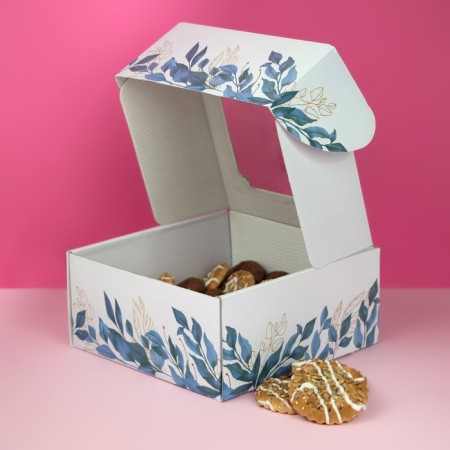 Self -charged box, with a window, "flow of flowers" 19 x 19 x 9 cm-2