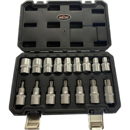 Set of end heads "Service Key" 76650, stars + nozzles, 16 pcs, E10EE24, T30T70