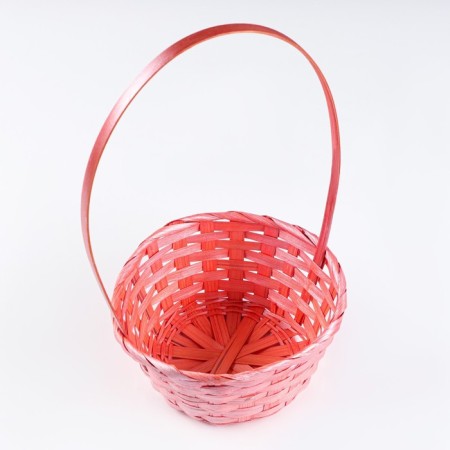 Wicker basket 19x19/32 cm, coral, bamboo-2