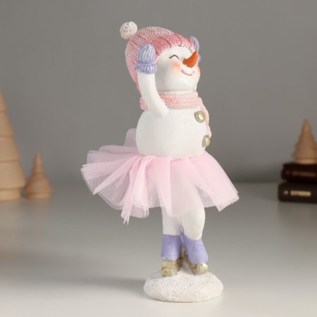 Polystone souvenir "Snowman in a rose skirt" 8.5x7x18 cm-1