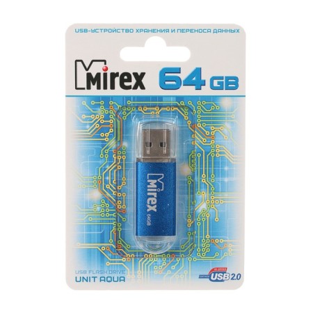 Flash drive Mirex Unit Aqua, 64 GB, USB2.0, th Up 25 MB/s, PBU up to 15 Mb/s, blue-2
