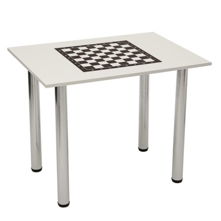 Chess table on metal legs, white, 90 x 65 cm