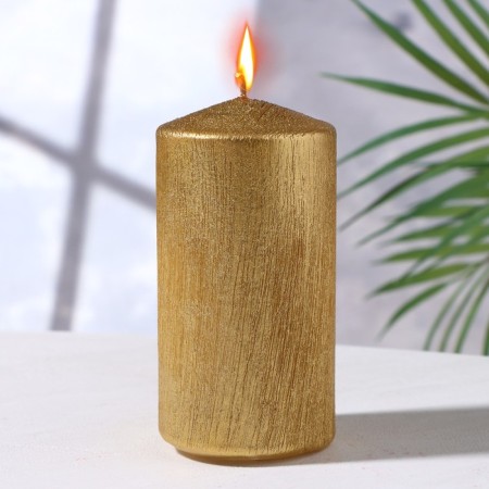 Candle - cylinder "Vintage", 5x10 cm, gold