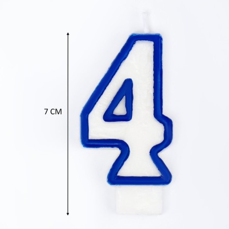 Candle for cake the number "4", tone rim, 7 cm, mix-4