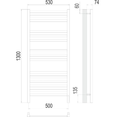 Terminus heated towel rail "Noto" P15, 500x1300 mm, chrome-3