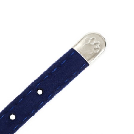 Velvety collar with hearts, 32 x 1 cm, Osh 23-29, textiles and leatherette, blue-7