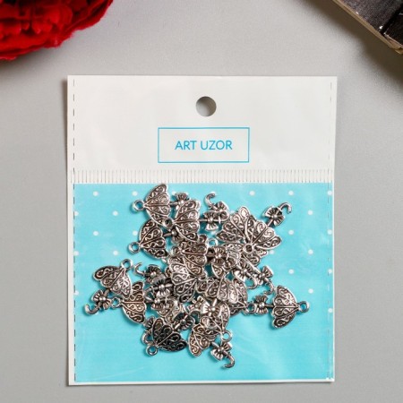 Decor for creativity Metal "Umbrella with a bow" silver 2x1.3 cm-3