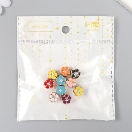 Beads for creativity plastic "Flower Bright middle" mix set 10 pcs 1.1x1 cm-4