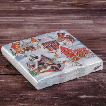 Paper Napkins Fresco, 33x33 cm, 2 layers, 20 pcs, with a drawing "House"-4