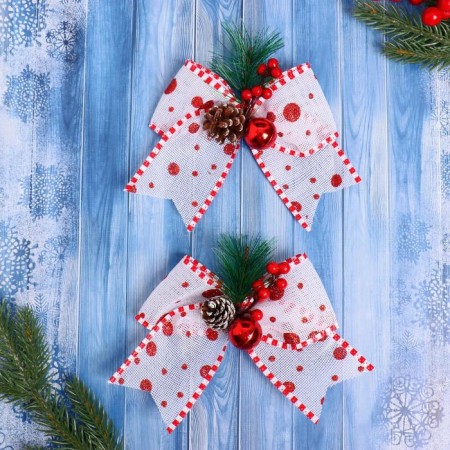 Jewelry "Winter Miracle" Bowage of Peas (set 2 pcs) 14x14 cm, red-white