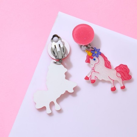 Clips children's "chosen" fairy tale, unicorn with a flower, pink color-1
