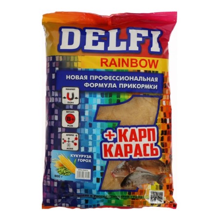 Bait DELFI Rainbow, Carp Caras, Corn, Peas, Yellow, 800 g
