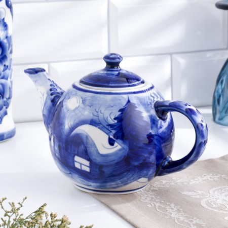 Teapot "Shar", plot, gzhel-1