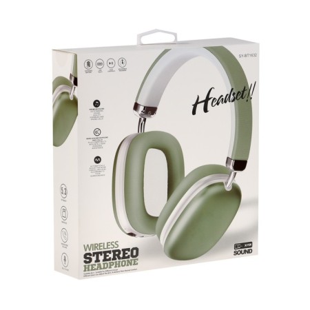 Wireless headphones SY-BT 1632, full-size, microphone, BT5.3, AUX, 400 mAh, green-13