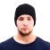 Knitted hat, with a lapel, on a fleece, a large scar, black