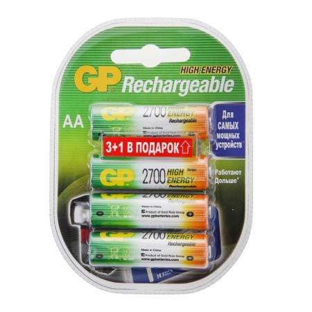 Battery GP, NI-MH, AA, HR6-4BL, 1.2V, 2700 mAh, blister, 4 pcs.