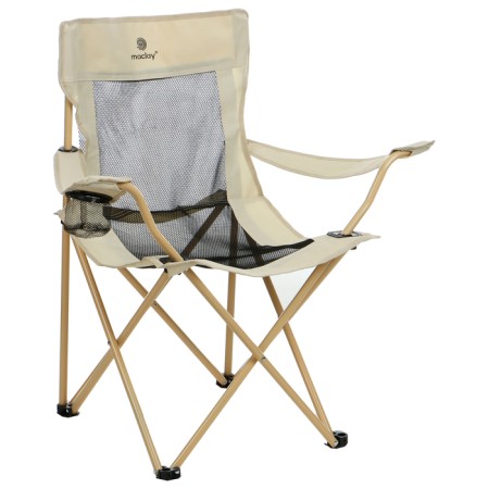 Folding chair with a cup holder 48 x 48 x 76 cm, up to 100 kg, beige color-5