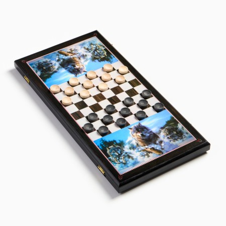 Wooden backgammon large, board game "Wolves"-2