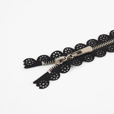 Metal zipper, No. 3, non -proceeding, automatic lock, 60 cm, black color/nickel-1