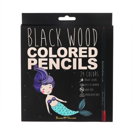Pencils 24 colors Blackwoodcolor, plastic, three -sided, mix-1