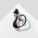 Brooch "cat" mysterious, black and white color in gold