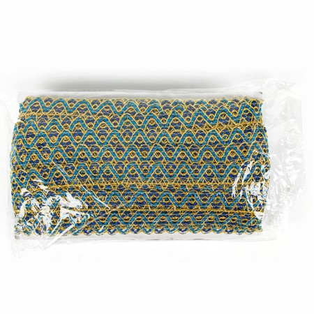 Sigzag braid, width 3.5 cm, in a roll 25 m., Blue-blue-gold-3