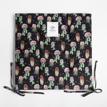 Сидушка на стул Этель Succulents 42х42см, 100% хлопок, 190 г/м2-9