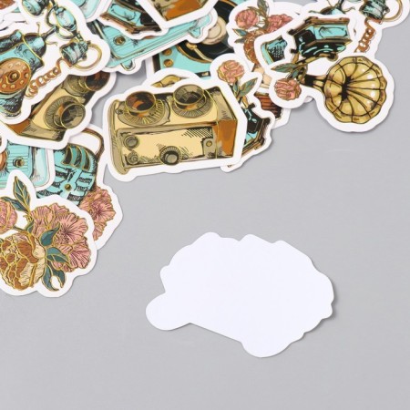 Stickers for creativity "Retro and flowers" embossing gold set 48 pcs 9x7x0.8 cm-4