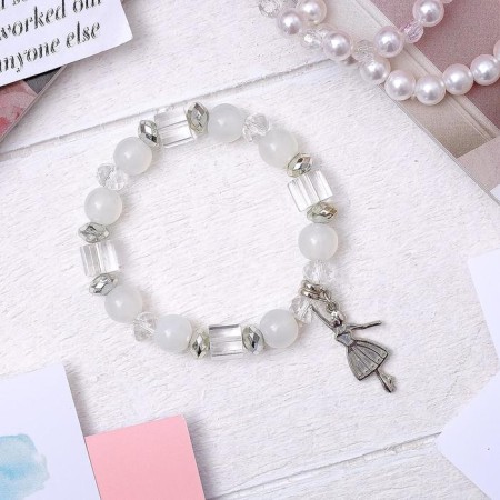 Bracelet Assorted "Bead" ballerina, white color in silver, d = 6 cm-1
