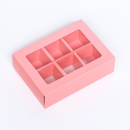 Box for sweets 6 pcs, pink, 13.7 x 9.85 x 3.86 cm-1