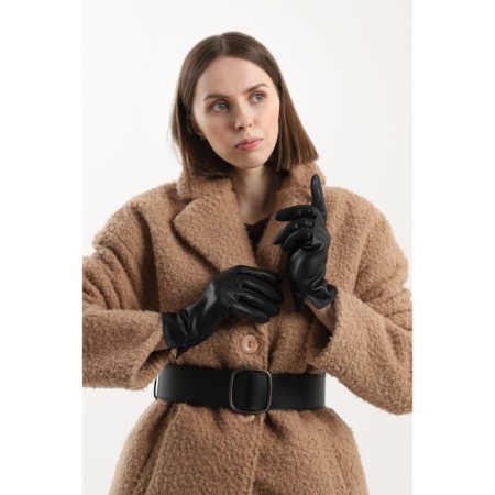 Female gloves, size 7, with insulation, black color-1