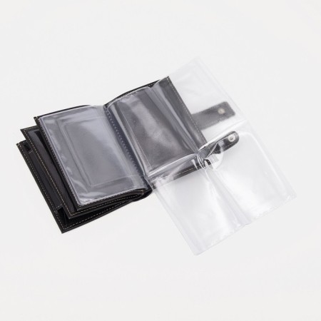 Male purse on the 3 in 1 button, a department for auto documents and passports, black color-4