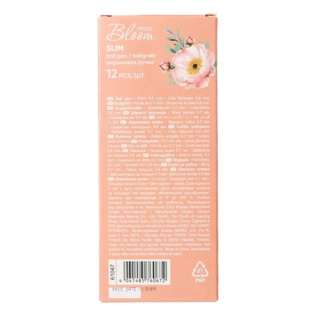 Ballic Handle Erichkrause Slim Stick "Pastel Bloom", needle node 0.7 mm, blue, subtle design Soft Touch, mix-5