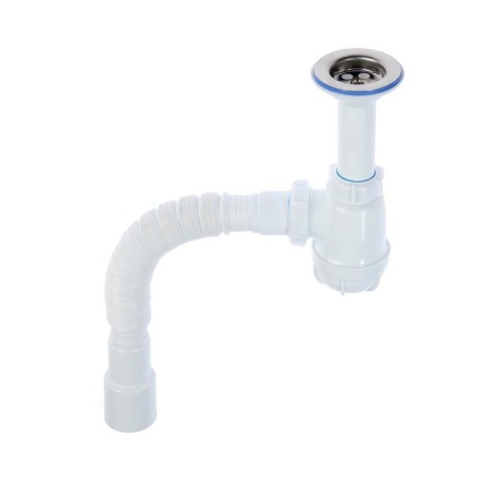Siphon for the Aquant shell, 1 1/2 "x40 mm, elongated neck, metal. Grate, 40x40/50 mm