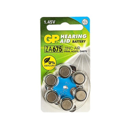 Battery GP, ZA675 (PR44) -6BL, for hearing aids, 1.45V, blister, 6 pcs.