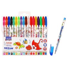 A set of gel pens 18 colors (12 with sparkles + 6 fluorescent) Mazari 