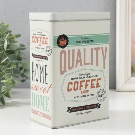 Rectangular Metal Casket "Best Coffee" 7.8x12.2x18.6 cm