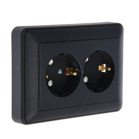 The socket "W59" Sche RS16-255-68, 16 A, double, hidden, with salary, color black velvet
