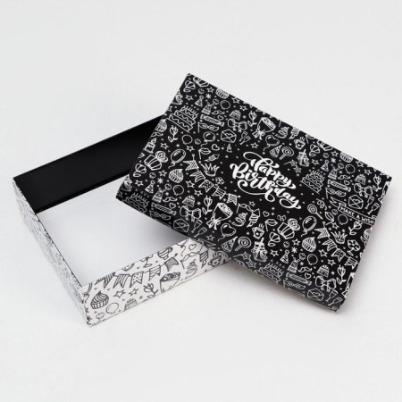 Gift box team "Happy Birthday", black and white, 21 x 15 x 5.7 cm-2