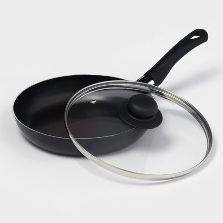 Consul pan, d = 22 cm, glass cover, anti -stick coating, black color-1