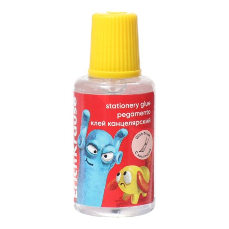 Chancellery glue 20 ml, Erichkrause, EasyStick Jolly Friends, with a brush, mix-6