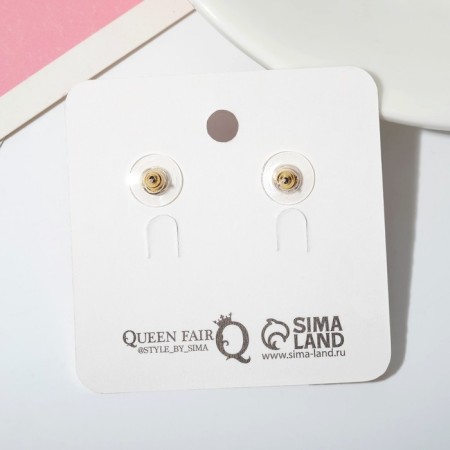 Emall earrings "Bear and Flower", white-brown color-1