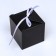 The box is folding, square, black, 8 x 8 x 8 cm,