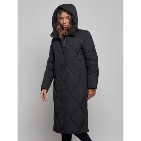 Coat insulated winter female, size 42, black color-6
